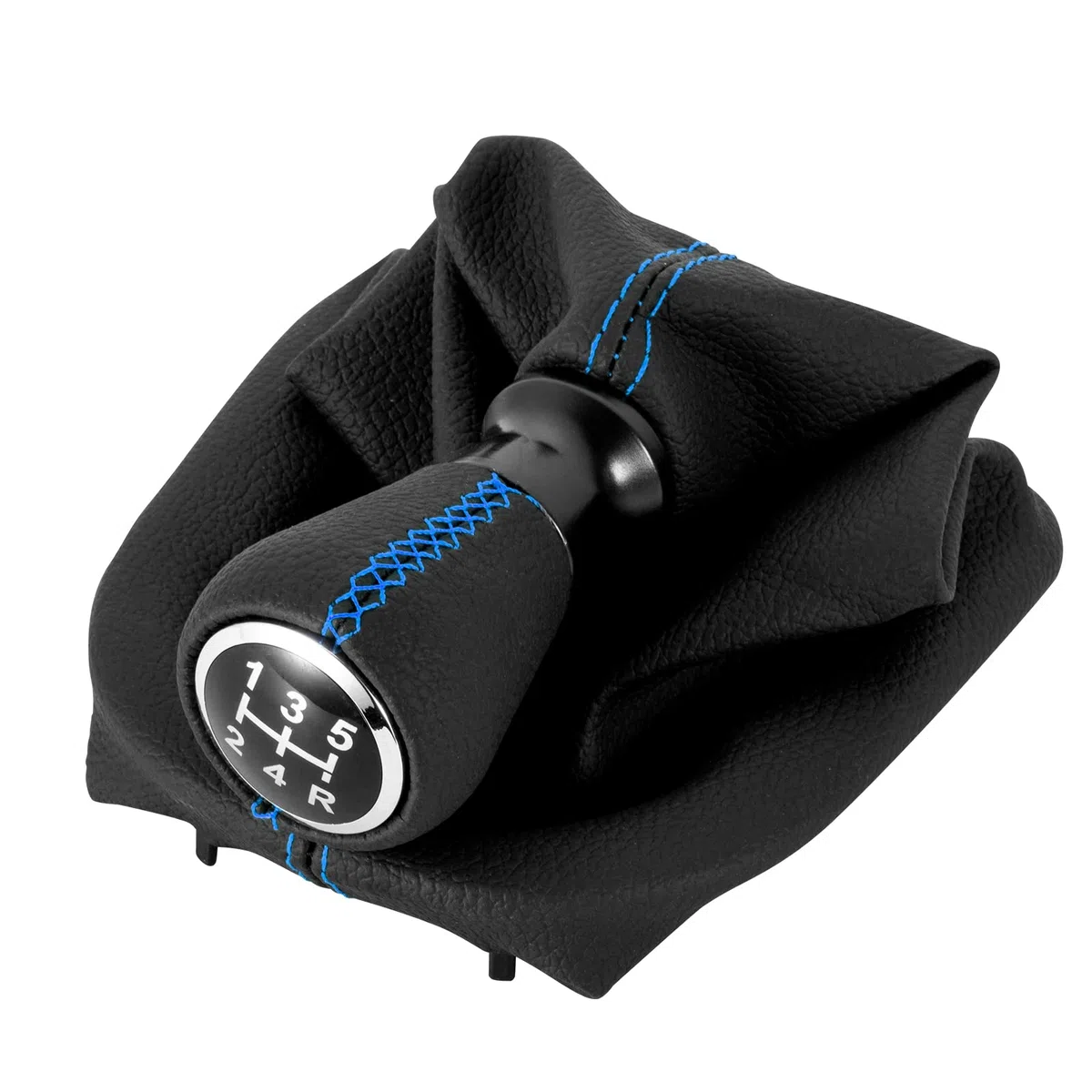 DOMENICA 5 Velocidades Pomo Palanca de Cambios Cuero con Funda Compatible de Peugeot 207 307 308 607 608 Citroen C3 C4 C5 (Azul)