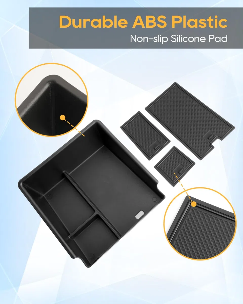 YEE PIN Compatible con BYD Seal EV 2023-2025 2026 Caja de almacenamiento para consola central, reposabrazos central, guantera, bandeja organizadora con alfombrilla antideslizante, para accesorios Seal