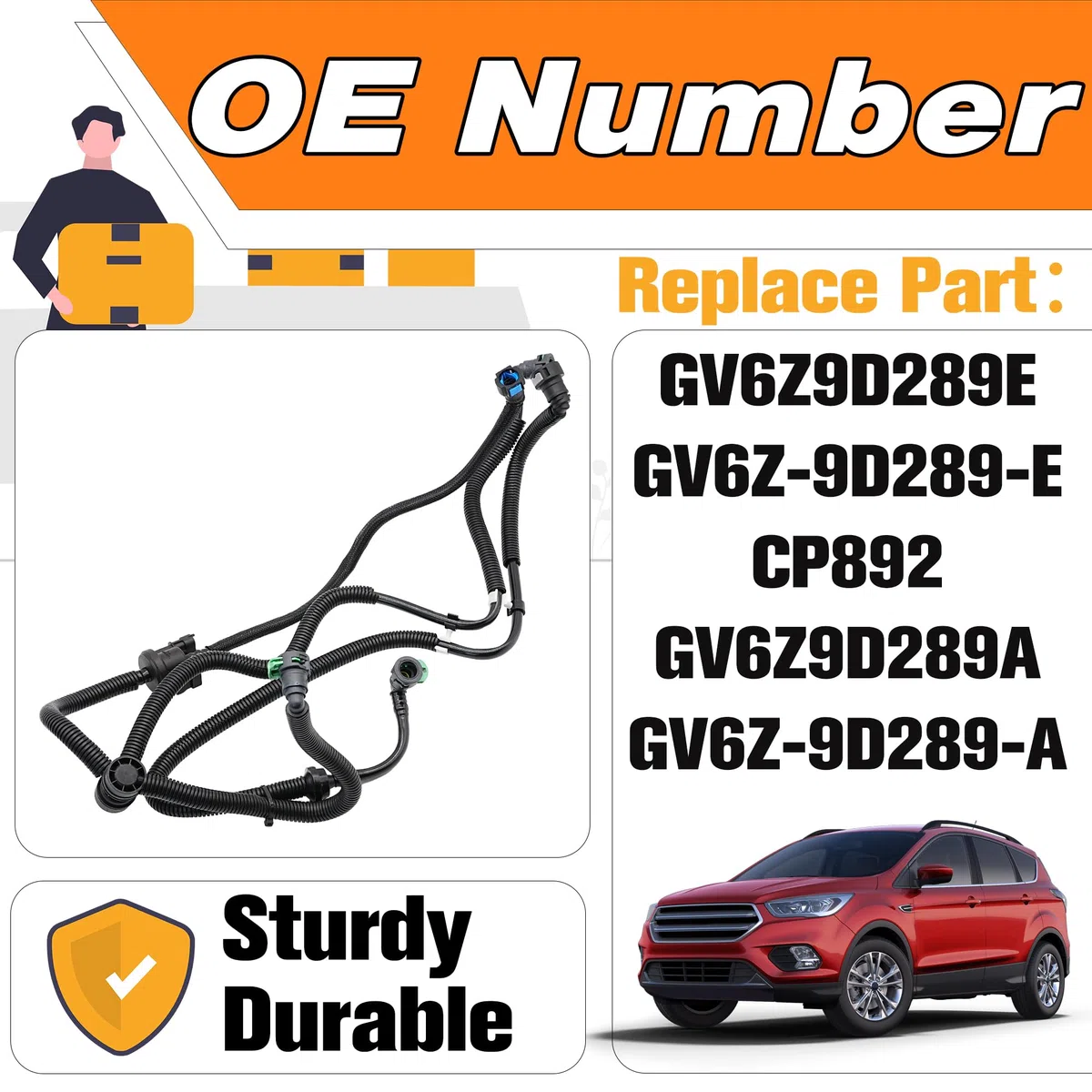 Válvula de purga de recipiente de vapor compatible con Ford Escape 2017 2018 2019 1.5L L4. Reemplaza # GV6Z-9D289-E, GV6Z9D289E, CP892, GV6Z9D289A, GV6Z-9D289-A