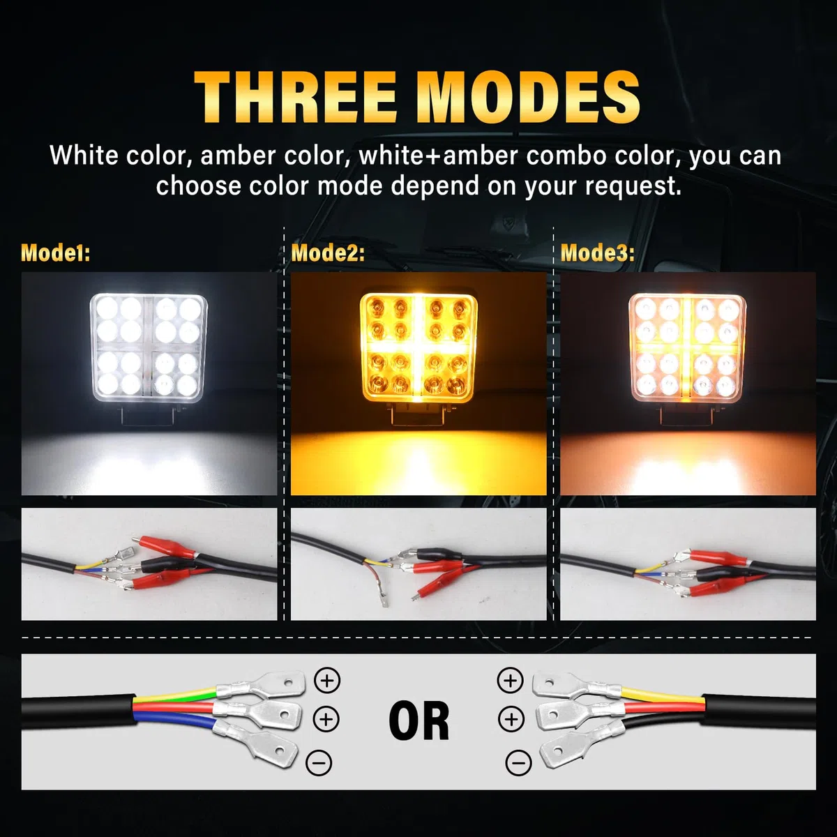 Willpower 1pc Focos LED Tractores 4 pulgadas 48W Faros Led 12V 24V Luz de Trabajo LED Antiniebla LED para 4x4 Coche Camión Barco Offroad Auto, IP67, 3000K 6000K Doble Color, Plaza