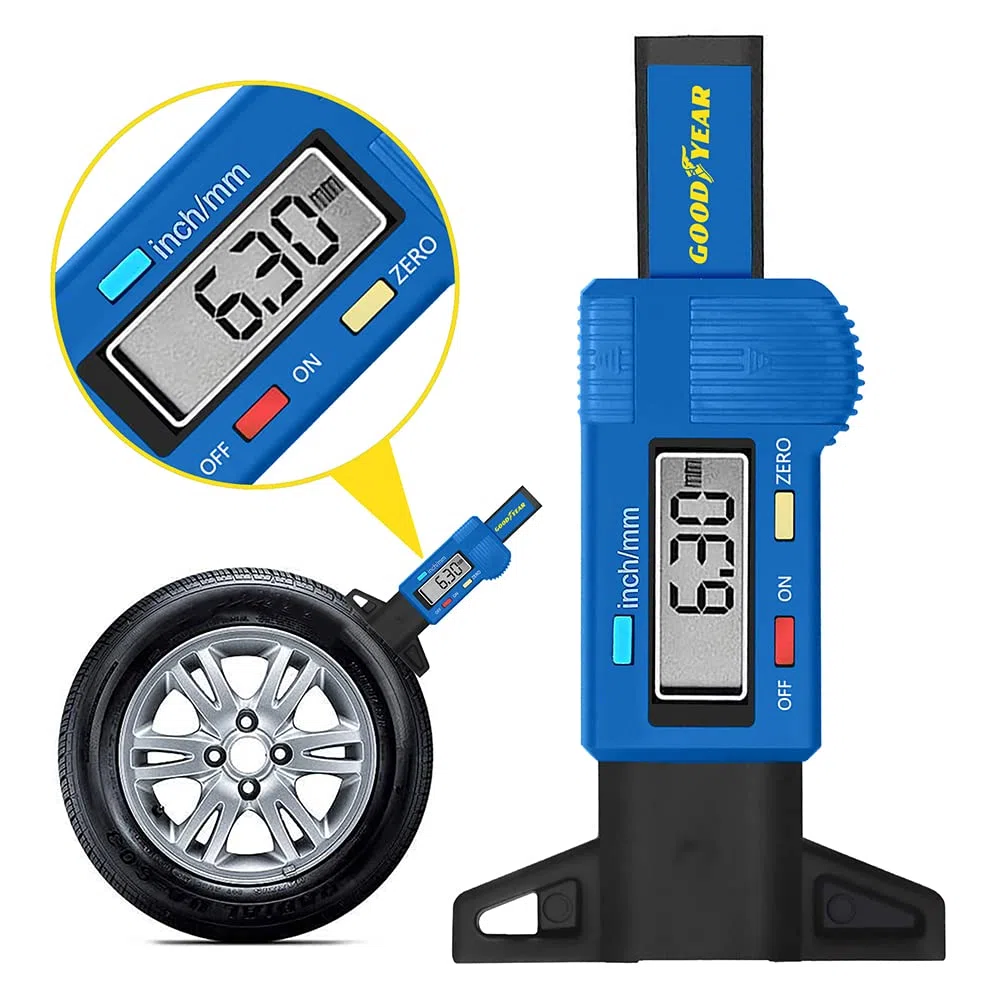 Goodyear Medidor digital de profundidad de la banda de rodadura de neumáticos, compatible con MOT
