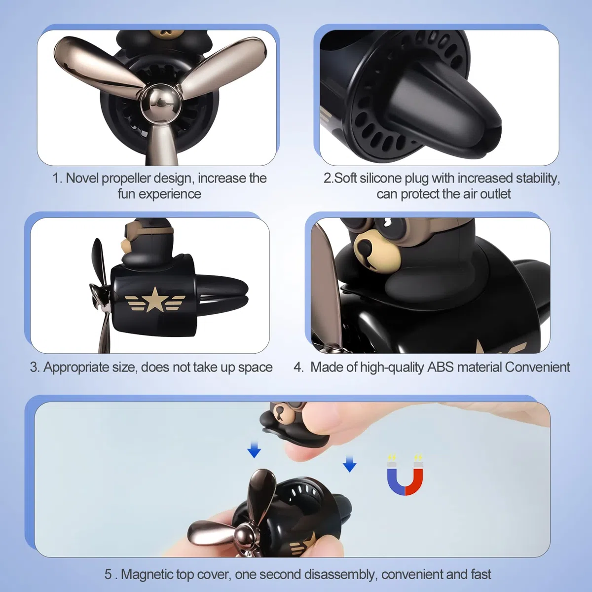 LUTER Ambientador Coche Clip de Oso, Ventilación Lindo Aromaterapia para Interior Decoración, Perfume para Mujeres y Hombres