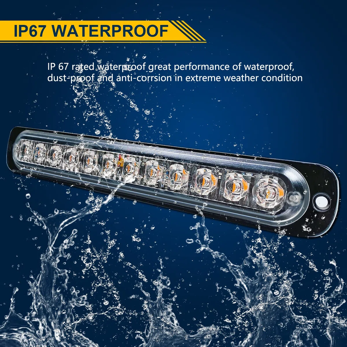 RIGIDON 2 Pcs 7.5" 12 Led ámbar luz estroboscópica emergencia, 12V 24V Advertencia de emergencia Luz de advertencia de peligro Luz faros antiniebla para off road camión coche ATV SUV 4x4 todoterreno