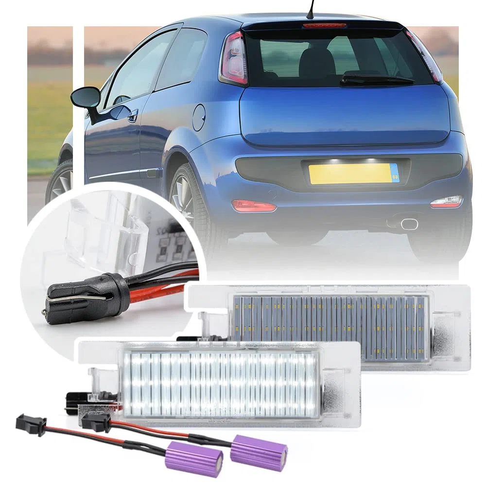 Luces LED para placa de matrícula compatibles con Fiat Punto Bravo Grande Punto Evo Canbus, lámparas de registro de etiqueta trasera Led blancas sin errores