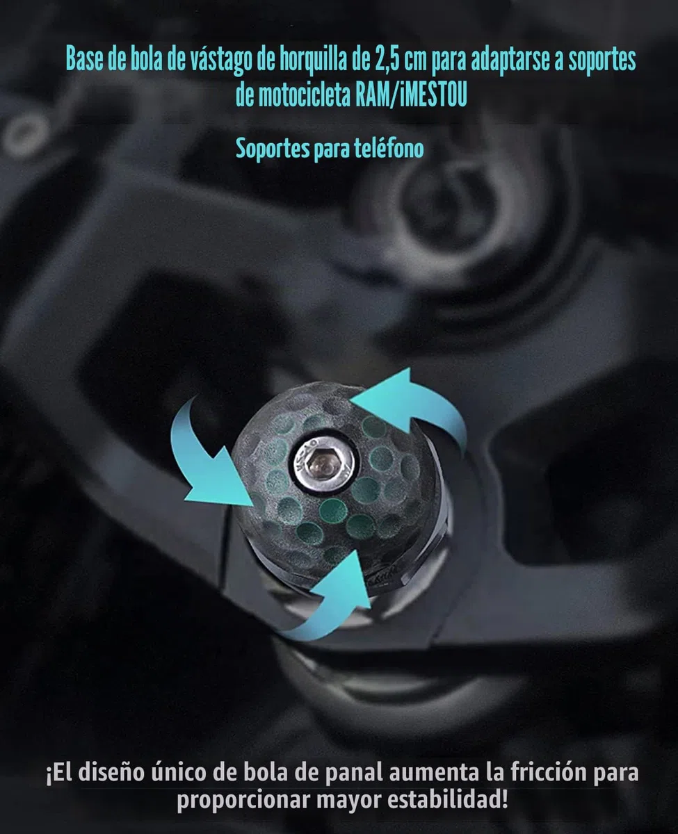 iMESTOU Soporte de Horquilla de Moto, Adaptador de Base de Bola de 1 Pulgadas para Agujeros de Horquilla de 12 a 30 mm Compatible con Motocicletas Yamaha/Kawasaki Ninja/BMW/Suzuki/Ducati
