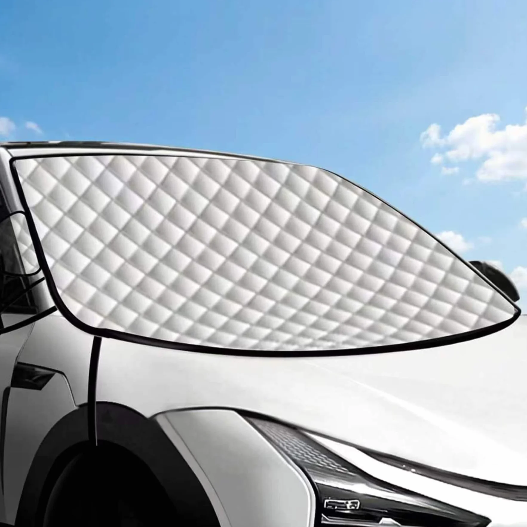 Protector Parabrisas 193x157x126 cm 5 Imanes, Cubierta Universal Antihielo y Antinieve con Orejas de Seguridad para Coche, SUV