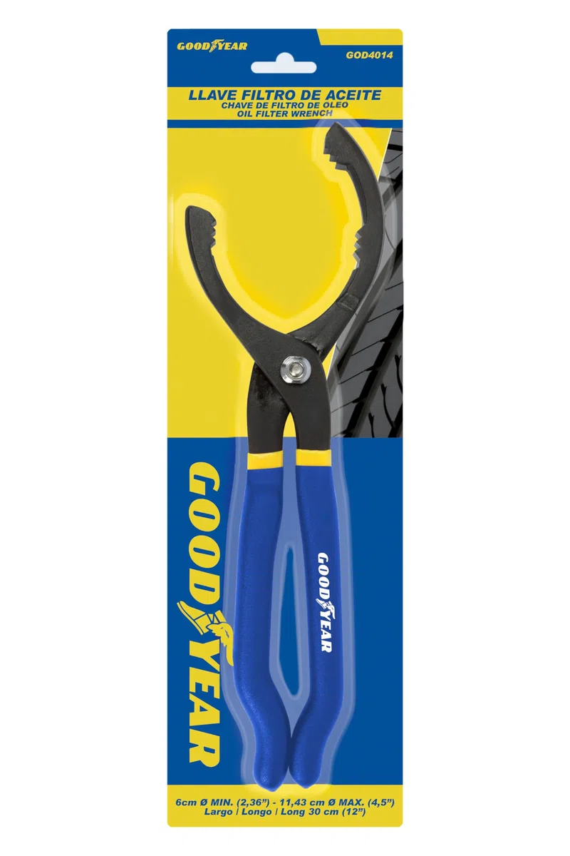 Goodyear Llave de Filtro de Aceite de 60 a 114,3 mm / 2.36” a 4.5”. Herramienta perfecta para el cambio de filtros de aceite. Con mango antideslizante.