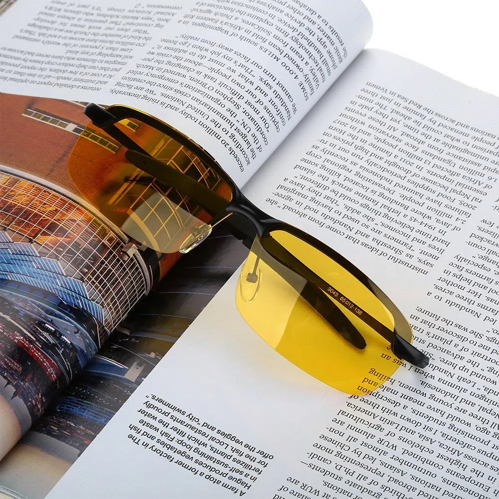 Gafas de Sol Gafas de Conducción Nocturna Antideslumbrante Visión Nocturna Lentes Gafas de Seguridad Polarizado Polarizadas Lentes HD Vision Tintadas en Amarillo Marco de Metal Ultra Light Unisexo