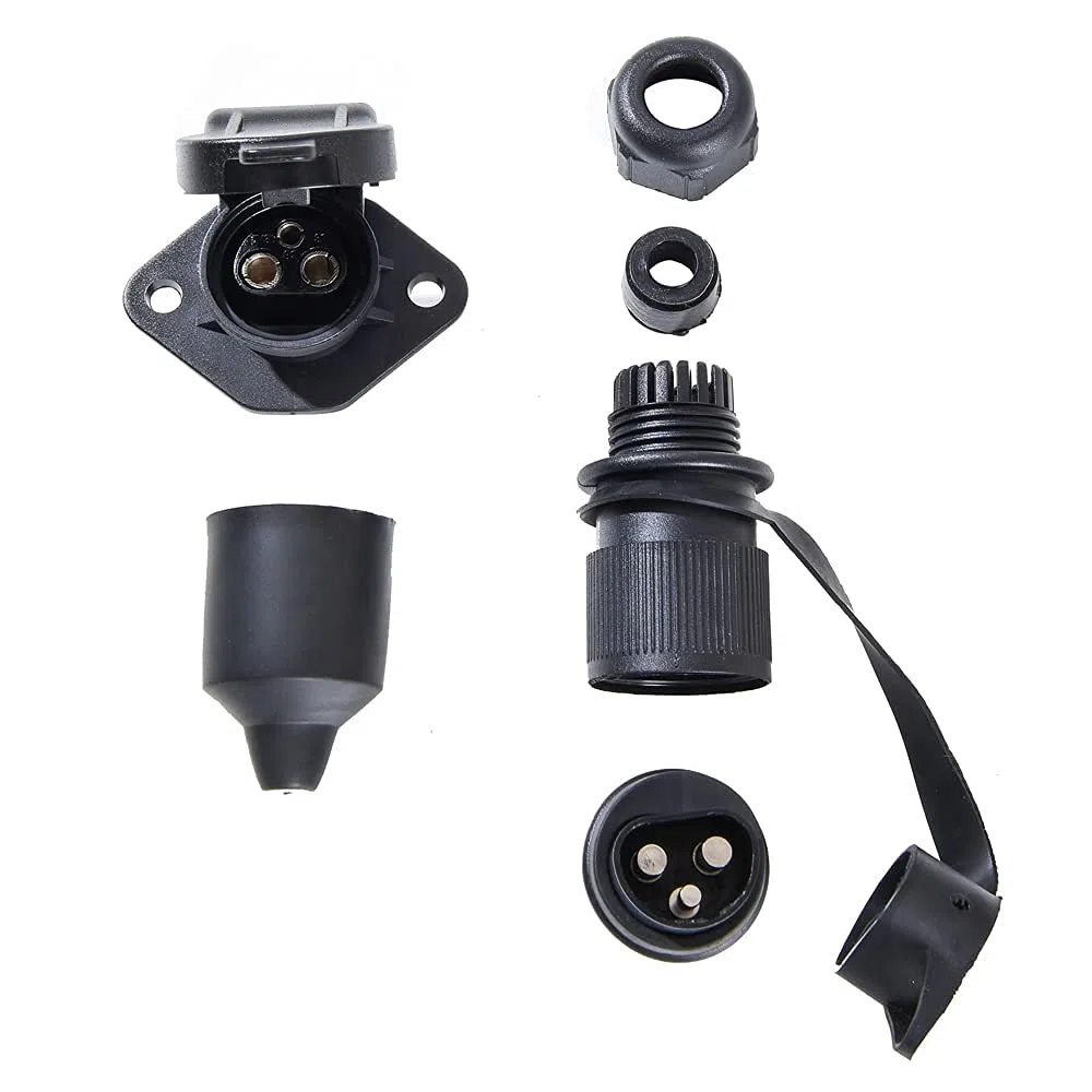 2 Piezas x Enchufe Remolque 3 Pines Y Zócalo Remolque 3 Pines 12V, Conector 3 Pines Impermeable Remolque, Adaptador Enchufe Remolque Conector 3 Pines, Para Tractor Camión RV Remolque(2 Piezas)
