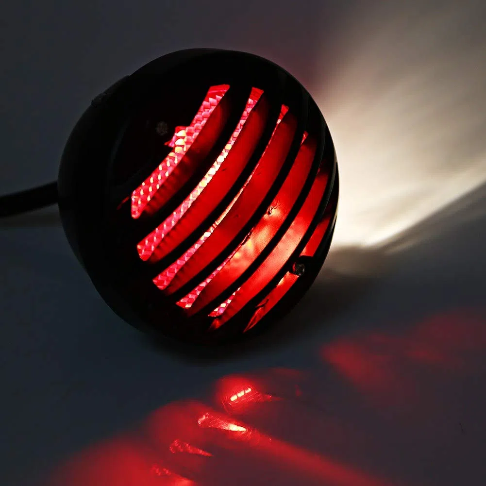 Luz Trasera de Freno, Yctze Univerdsal Negro Redondo Luz de Freno Trasera de Motocicleta para Patinetes Bobber Chopper ATV