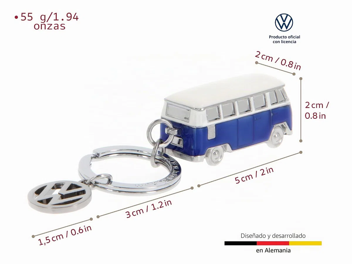 BRISA VW Collection - Volkswagen Furgoneta Hippie Bus T1 Van Llavero 3D Vintage Mini Modelo, Anillo de Llavero Retro, Accesorios del Coche como Idea de Regalo/Souvenir (Silueta/Fucsia)