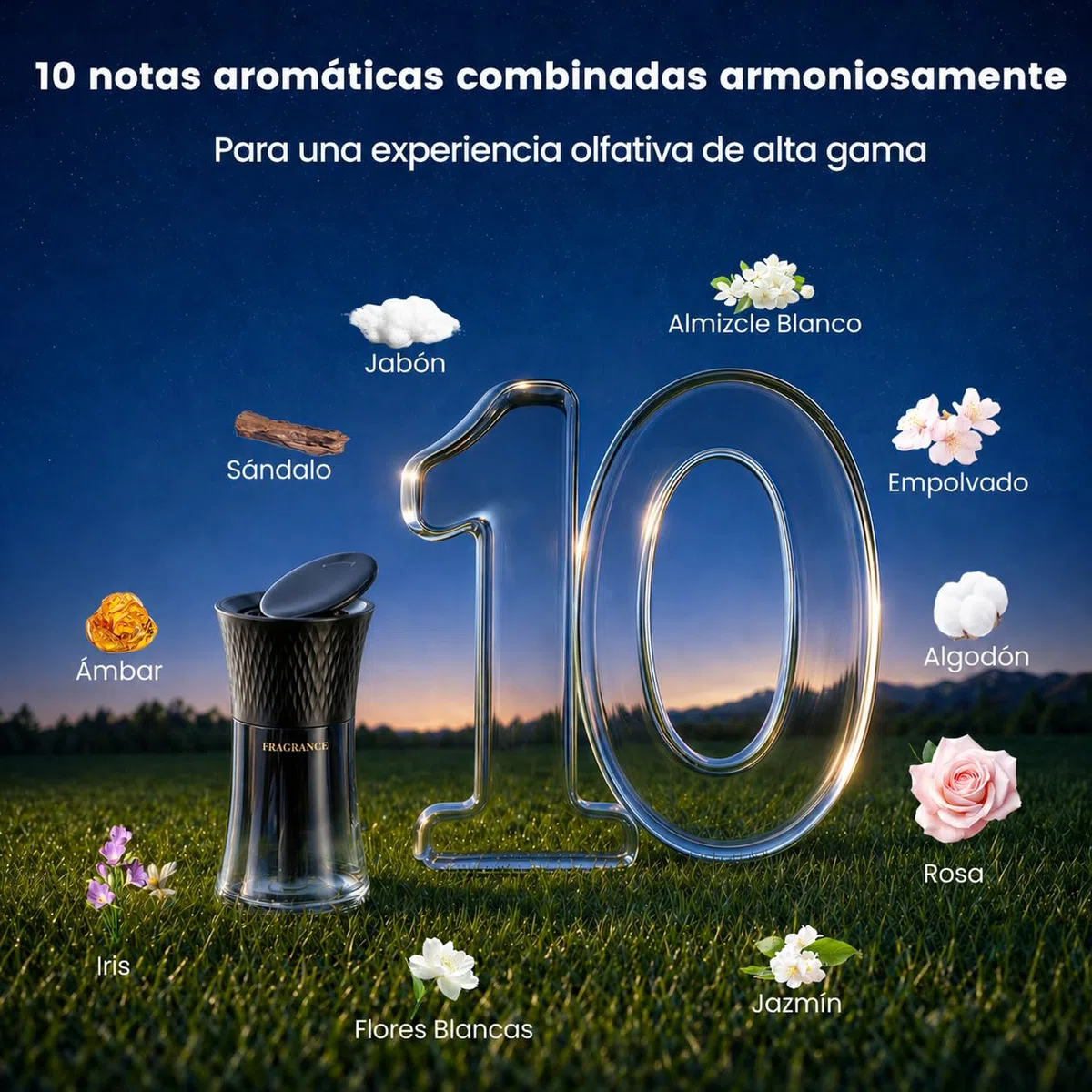 Ambientador Coche 110 ml, Diseño de Reloj de Arena Inspirado en la Torre Eiffel, Difusor de Perfume para Portavasos, Fragancia Fresca de Cítricos, Perfume Coche de Larga Duración para SUV y Camión