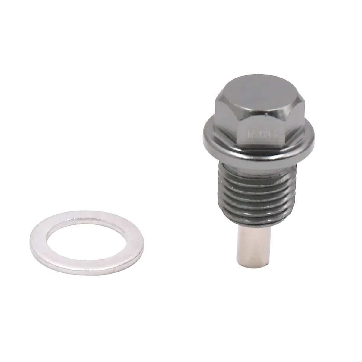 sourcing map Tornillo Magnético para Drenaje De Aceite M14X1.5Mm 1Pc | Gris, Rosca M14 X 1.5Mm, Con Arandela, Recoge Partículas Metálicas
