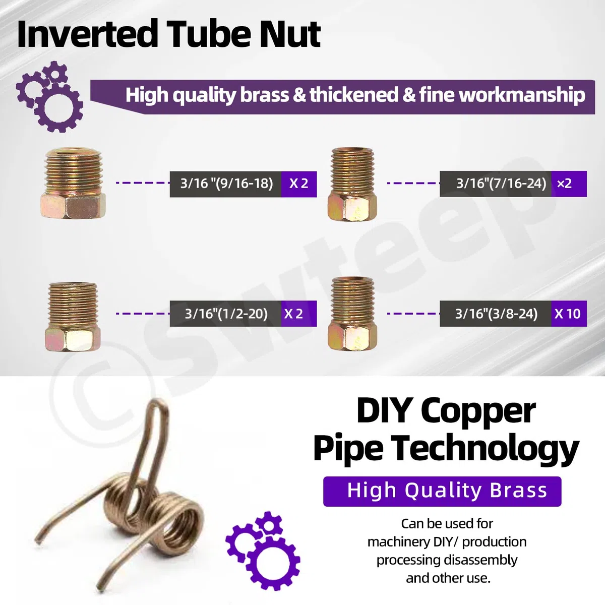 Swpeet 17 piezas con revestimiento de cobre de 25 pies 3/16 pulgadas kit de tubería de freno, incluidos 16 accesorios, freno de reemplazo completo o tubería de combustible, fácil de doblar