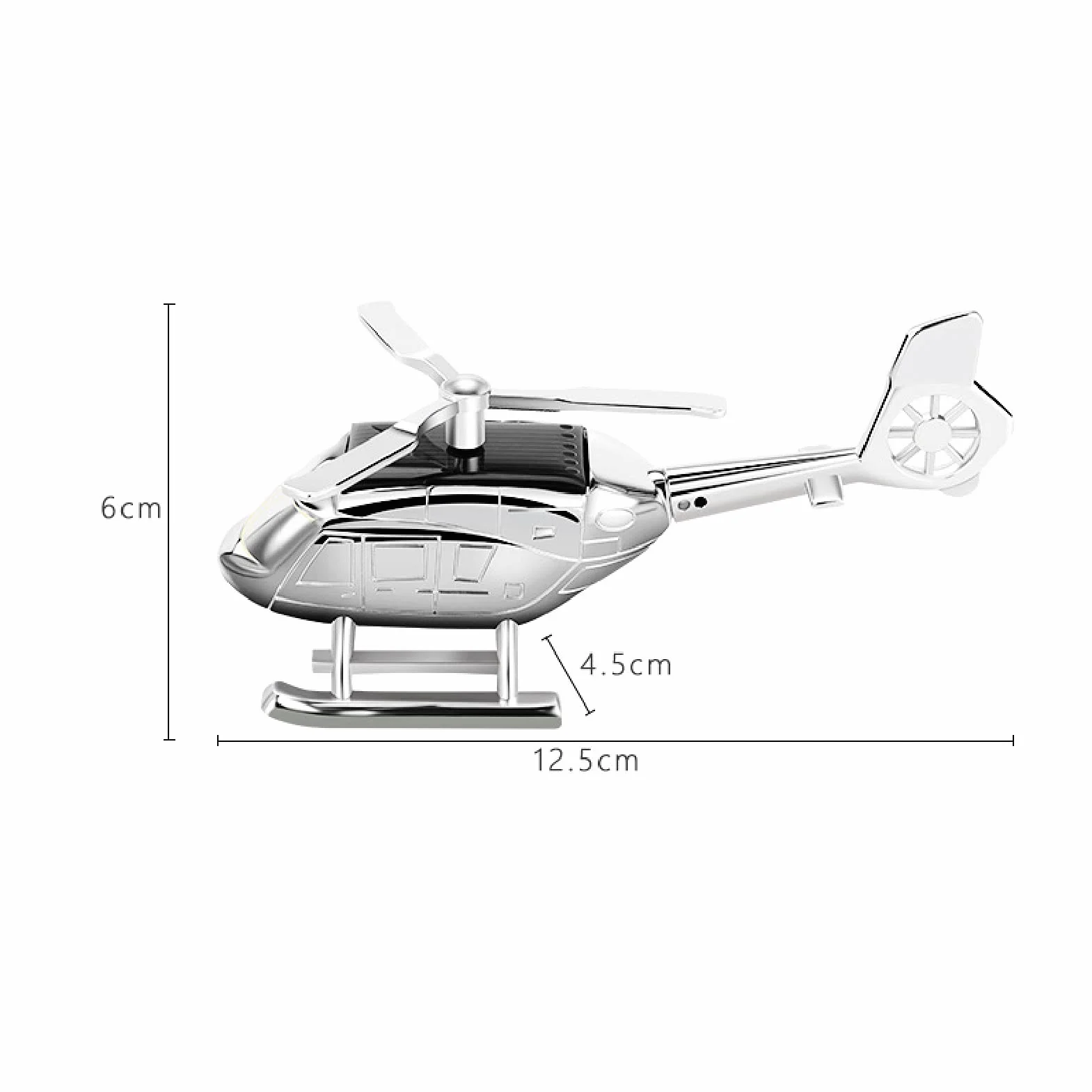 Ambientador solar de helicóptero para coche, difusor de aromaterapia, adorno para vehículos con 3 tabletas de fragancia para decoración de interiores y automóviles (plateado)
