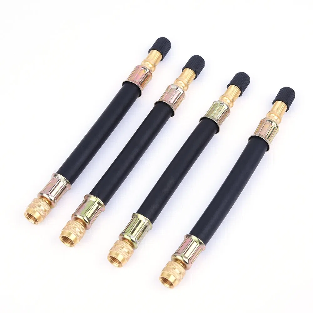4 x extensión doble de válvula de neumático flexible con adaptador para rueda de autobús y camión de transmisión 140 mm + 2 abrazaderas