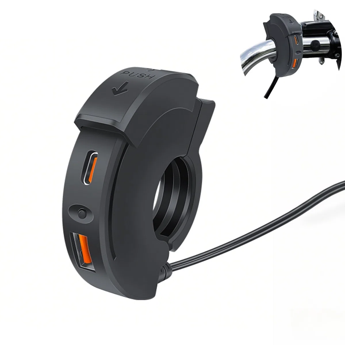 Cargador USB para Moto 48W, IP65, 2 Puertos (QC3.0 18W + PD3.0 30W) con Interruptor, Toma USB-C 12-24V - Carga Rápida para Viajes/Aventuras/Exteriores - Compatible con Teléfonos/GPS/Cámaras