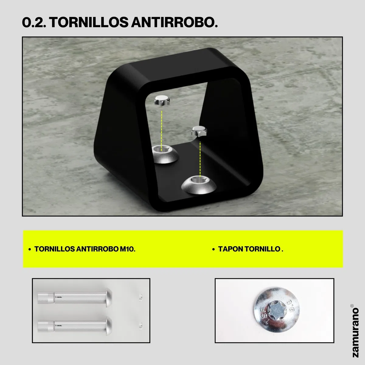 Anclaje antirrobo de alta seguridad para cadena. Ideal para motos y bicis. Cepo de suelo o pared (1)