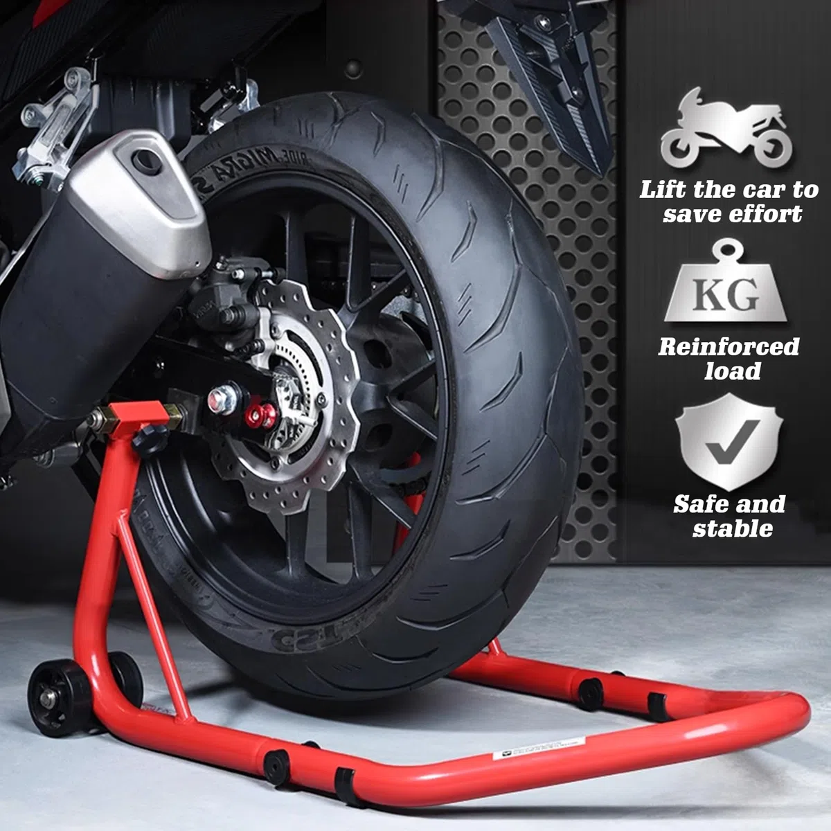 Soporte para motocicleta, soporte de garras para adaptador de balanceo, soporte de horquilla para soporte de montaje, gancho de trípode para elevador de motocicleta (tubo cuadrado L, 1 par)