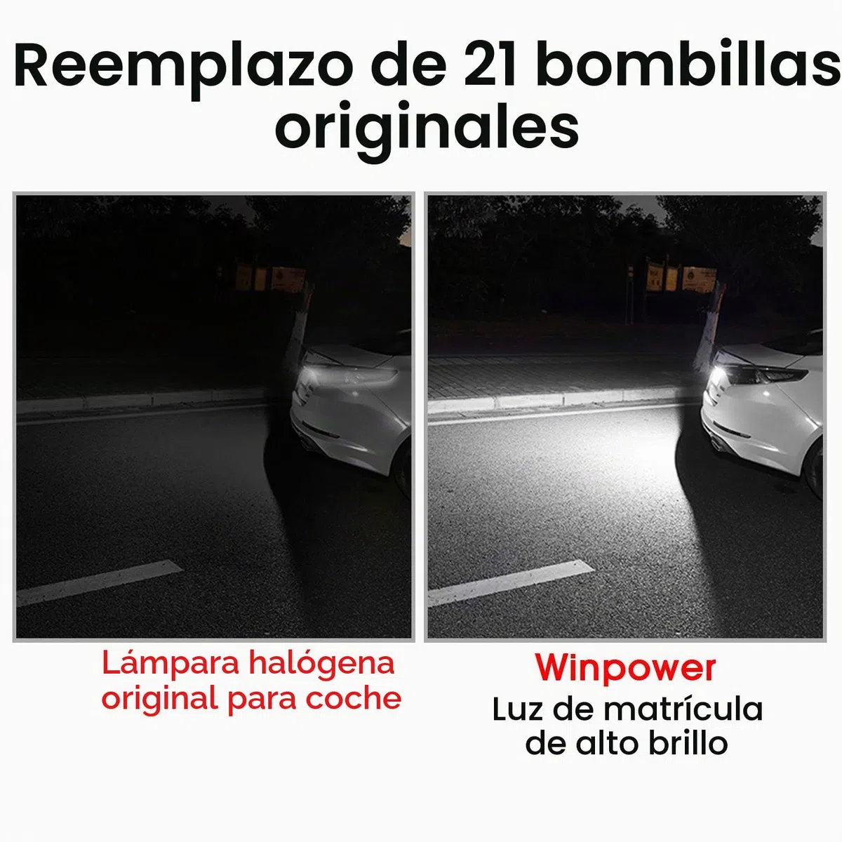 WinPower LED Luces de matrícula Lámpara Numero plato luces con CanBus No hay error 6000K Blanco Compatible con Fiesta6 BMax CMax SMax Focus2/3 Galaxy Ecosport Kuga2 Mondeo4/5 etc., 2 uds.