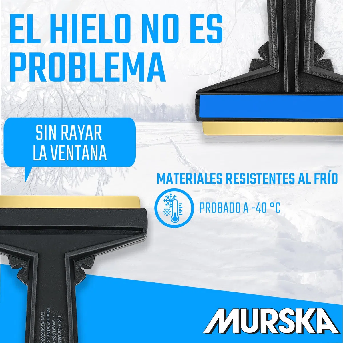 Rascador Hielo Coche - [2 piezas] rápido, facil y eficaz - Rasqueta Hielo Coche - Murska Quita Hielo Parabrisas Coche - Premium HIPS y Hoja de latón - de Finlandia (2 piezas - color aleatorio)