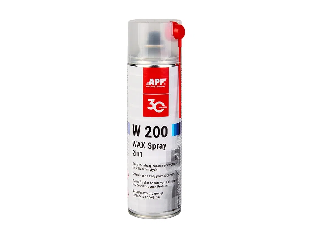 APP W200 WAX Spray 2 en 1 - Cera protectora para bajos y cavidades del coche | Pintura antigravilla con propiedades antioxidantes e insonorizantes | Blanco transparente | 500 ml