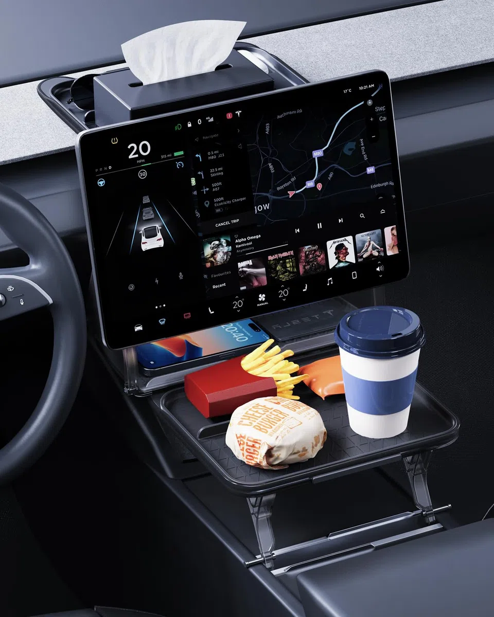 Organizador debajo de la pantalla para Tesla Model Y 2020-2026 Caja de almacenamiento de mesa pequeña detrás de la pantalla Tesla Model Y Juniper Accesorios