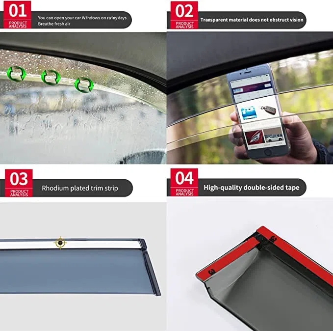 4 Piezas Coche Deflectores Cortavientos,para Jetta 2000-2012,Ventanas Laterales Delantera Trasera Protector de Humo de Lluvia Visera