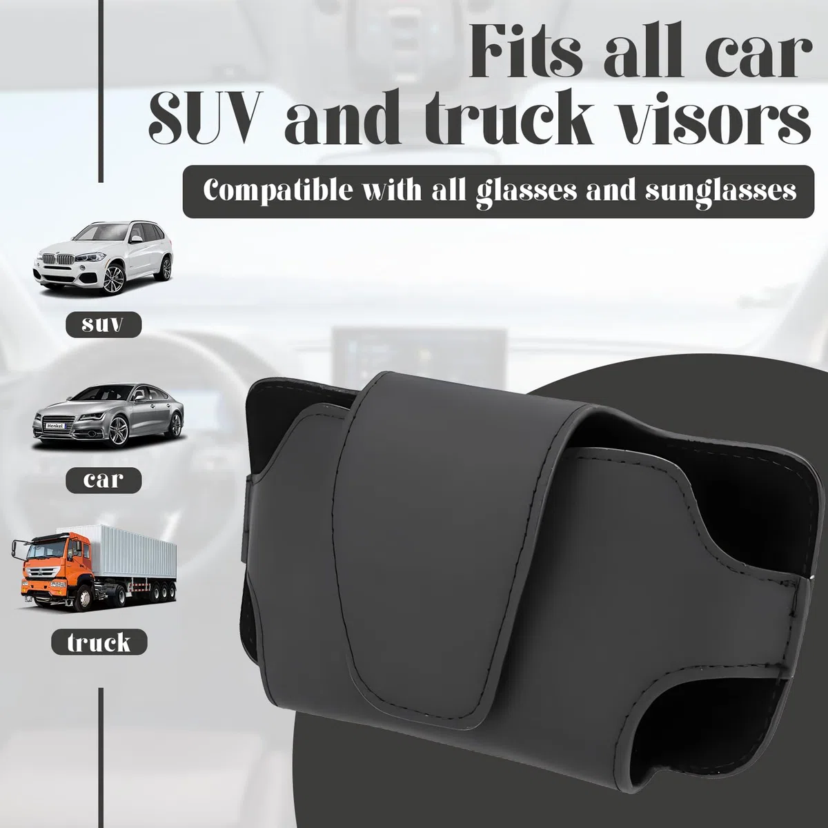 Coche Gafas Caja,Clip para Visera de Coche,Funda Porta Gafas de Sol para Coche,Funda para Gafas de Coche Universal, para Almacenamiento de Clips de Gafas, Accesorios(Negro)