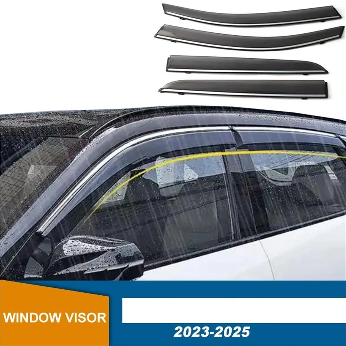 Deflector viento ventanilla Visera De Ventana Lateral Para Galaxy L7 2023 2024 2025, Protector Contra La Lluvia Para Puerta, Protección El Clima, Toldo Deflector Viento, Refugio(Chrome strip-carbon)