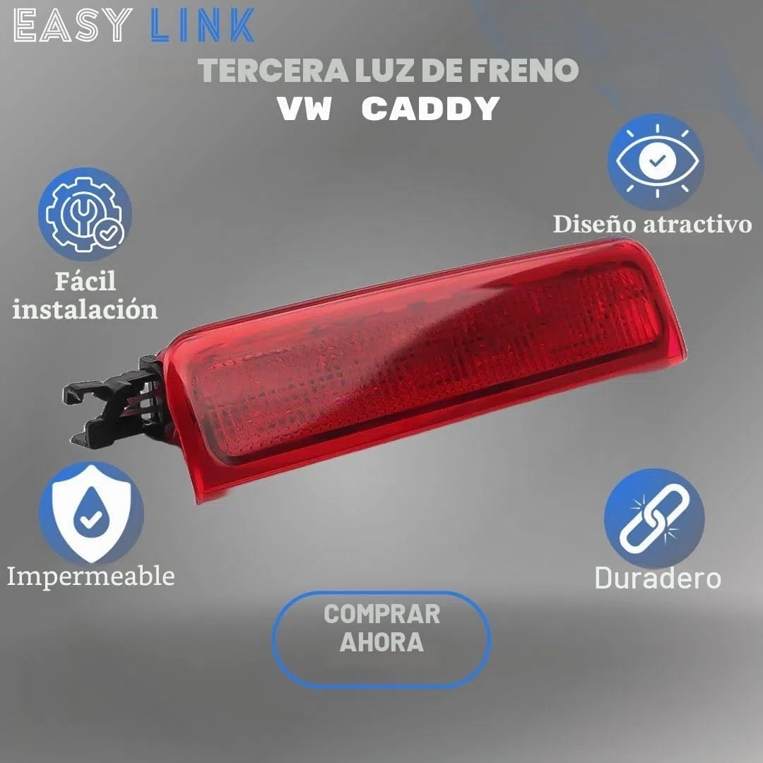 Tercera luz de freno adicional, luz de parada compatible con VW Caddy 3 Mk3 2004-2020 2K0945087C 2K0945087A 2K0945087B