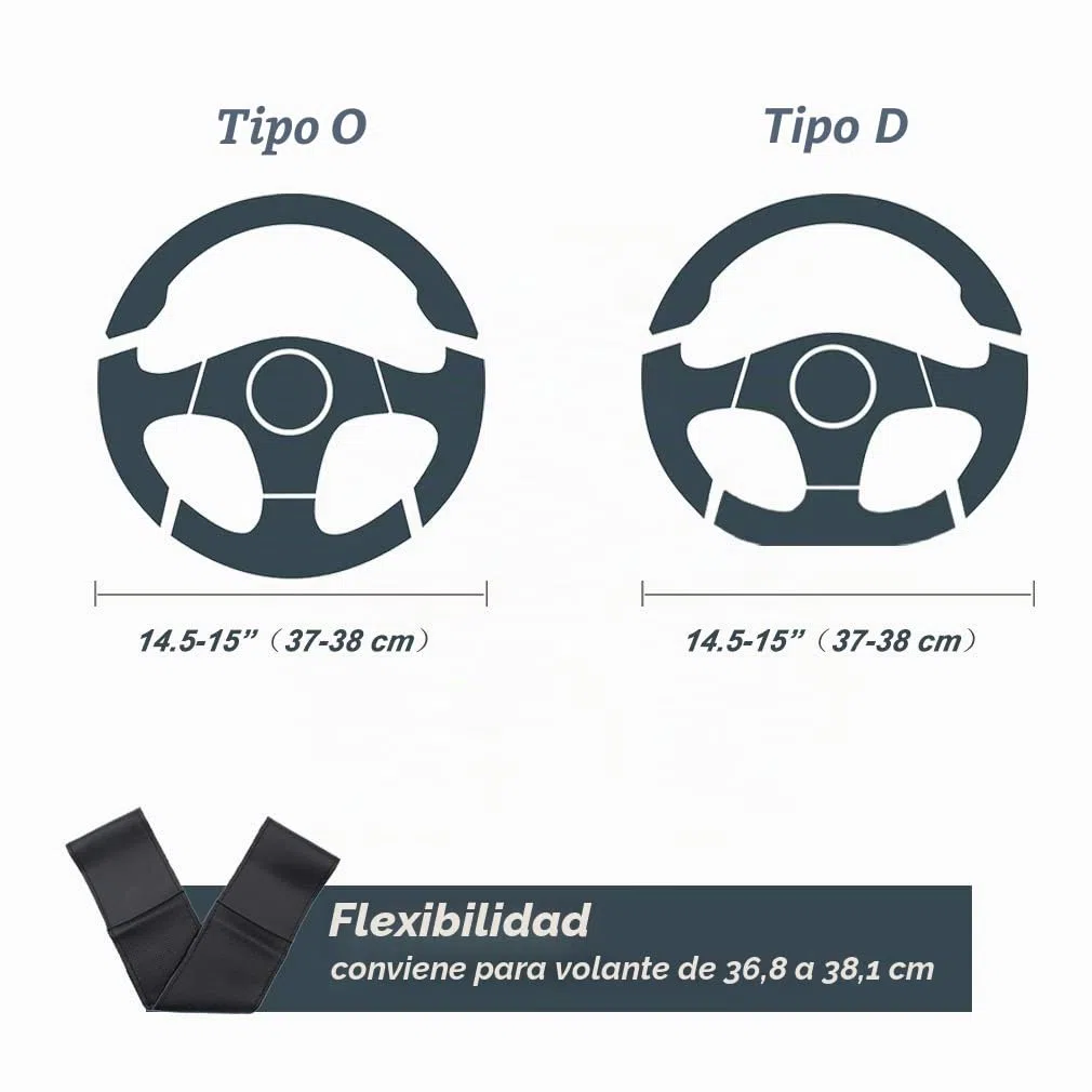 ZATOOTO - Cubre Volante para Coser, Cubre Volante de Coche, Piel, Bricolaje, protección Universal, Antideslizante y Suave, 37-38 cm, Color Negro