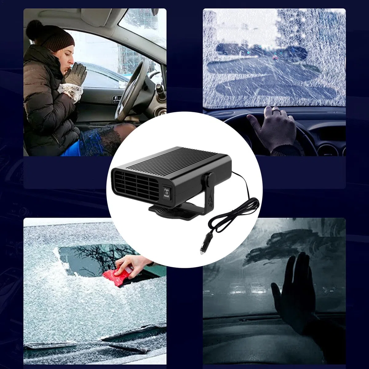 Calentadores de coche para vehículos,Calefactor de ventilador de coche - Desempañador de descongelación de calentamiento rápido 2 en 1 - Calentadores para vehículos Calentador de coche Diseño intelige