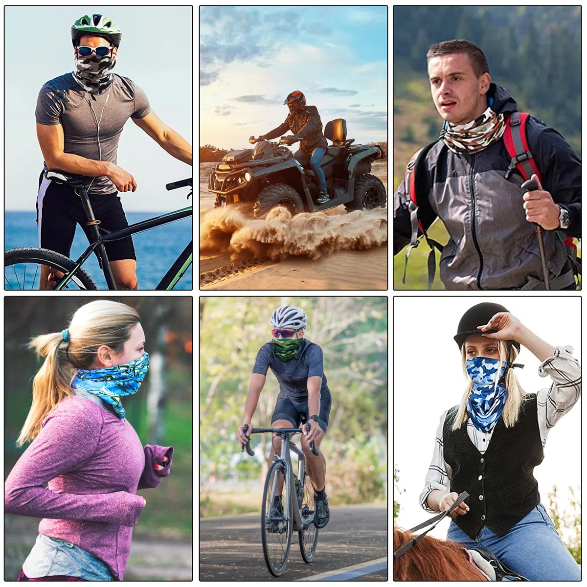 Pasamontañas de Camouflage Multifuncional Máscara Bufanda Prueba de Viento para Hombres y Mujeres Moto Esquí Ciclismo Escalada 12 Piezas