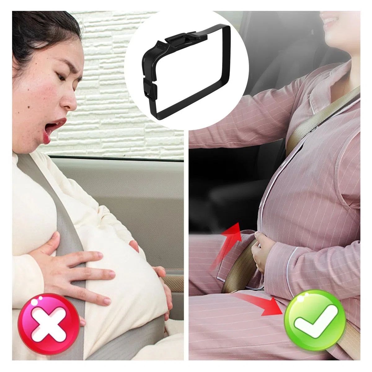 Cinturón Embarazada para Coche, Cinturón de Seguridad Ajustable para Embarazadas, Protege a tu bebé, Evitando el Riesgo de Aborto en el coche (Negro)