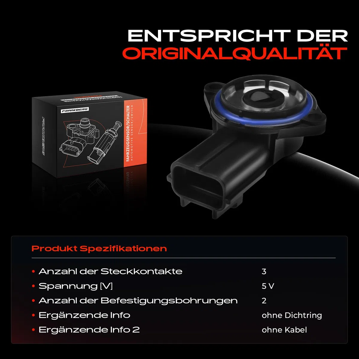 Frankberg Sensor de posición del acelerador 3 polos. Compatible con Focus Turnier DNW Focus DAW DBW Fiesta V JD JH Street KA RL2 KA RB Replace# 988F9B989BB