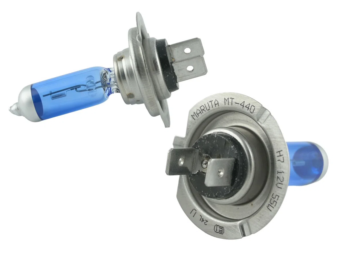 MARUTA SUPER WHITE H7 55W lámpara halógena para faros, luz de cruce, 5500 K efecto xenón, vidrio cuarzo duradero, homologación ECE