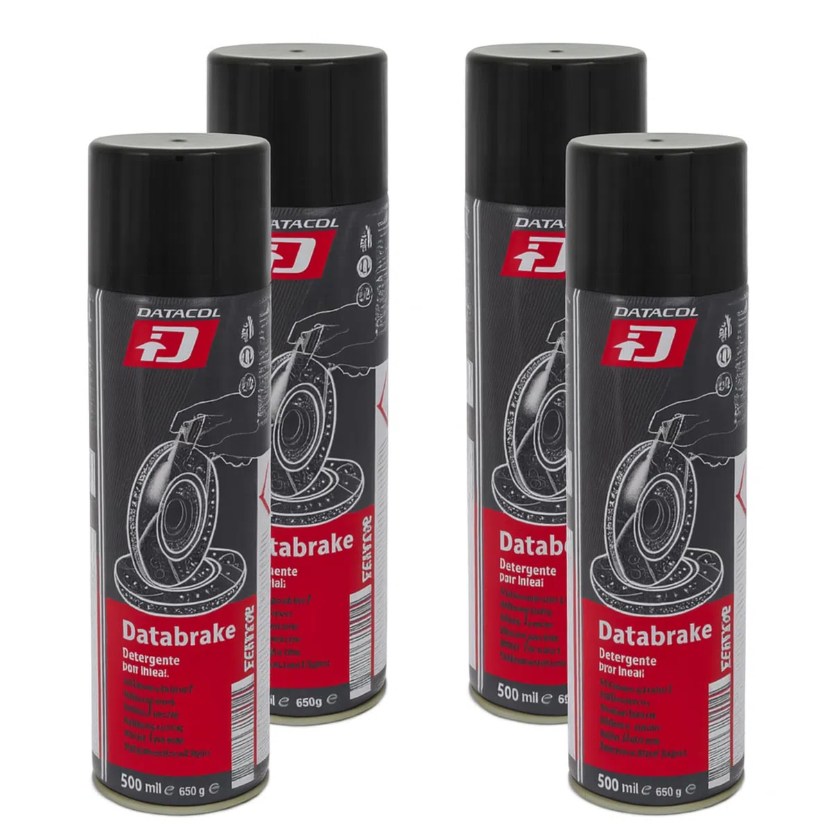Genérico Datacol Databrake | Limpiador de Frenos Profesional en Spray | Eliminador de Grasa, Aceite y Polvo de Freno | 500 ml | Pack 4 Unidades, Referencia Z325123ES