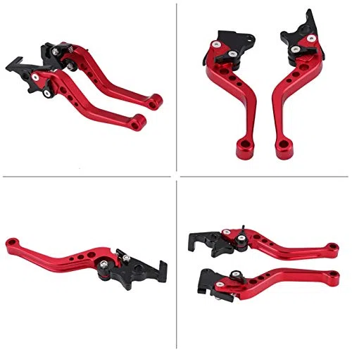 Palanca de freno de embrague, par de 22 mm 7/8 "CNC Aluminio Motocicleta Embrague Palanca de freno de tambor Manija Palanca de freno de embrague universal,(rojo)