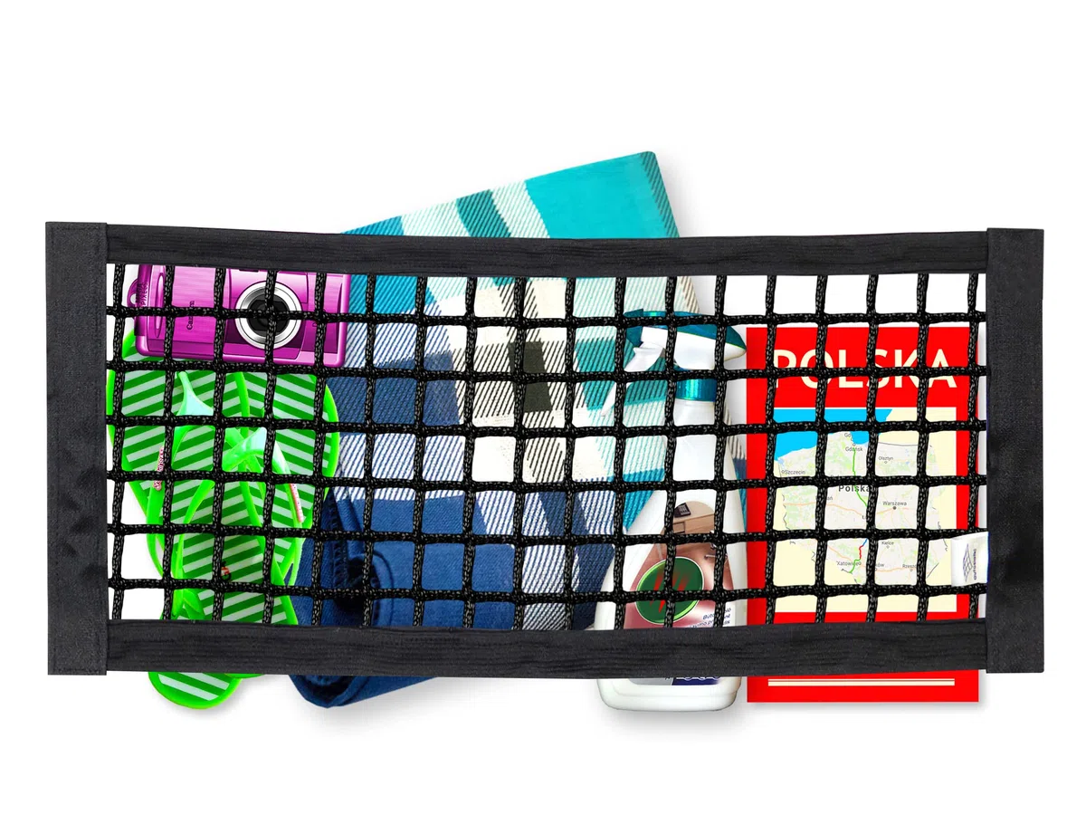 Bolsa de Malla Universal para Maletero con Fuertes Tiras de Cierre de autoadherente para Coche, Maletero, Bolsa organizadora de 20 cm x 50 cm, Bolsa de Malla, Red de Equipaje, 2 Piezas