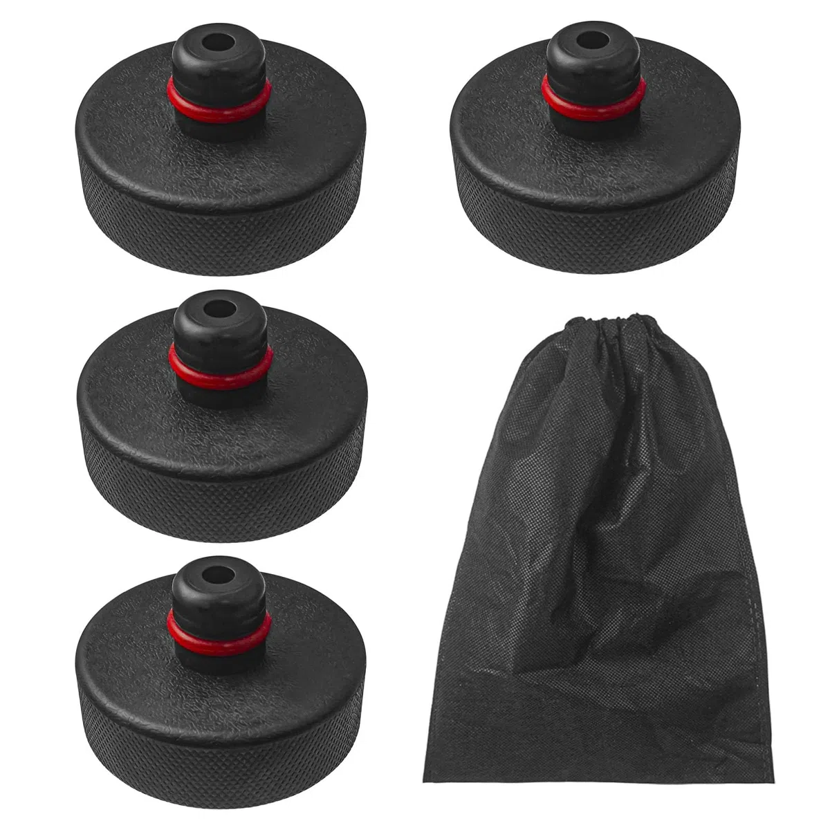 4 Pieza Jack Pad Tesla Model Goma,Almohadilla de Elevación de Gato para Tesla Model,Adaptador con Bolsa de Almacenamiento para Vehículos Tesla Model 3/S/X/Y,Negro