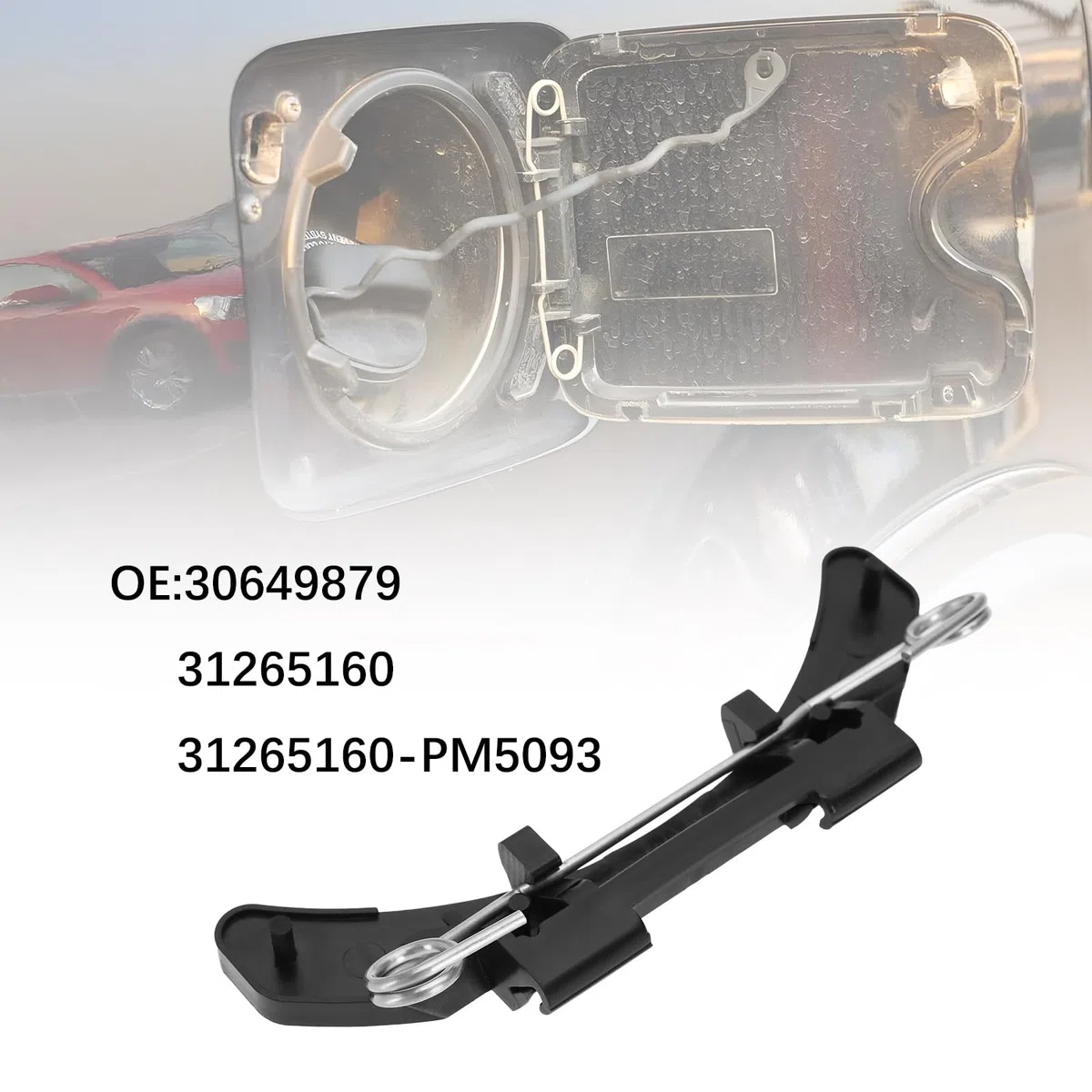 Bisagra para depósito de coche OE 30649879 31265160 31265160-PM5093 compatible con V70 S60 S80 XC90 soporte de bisagra de plástico longitud 12,2 cm