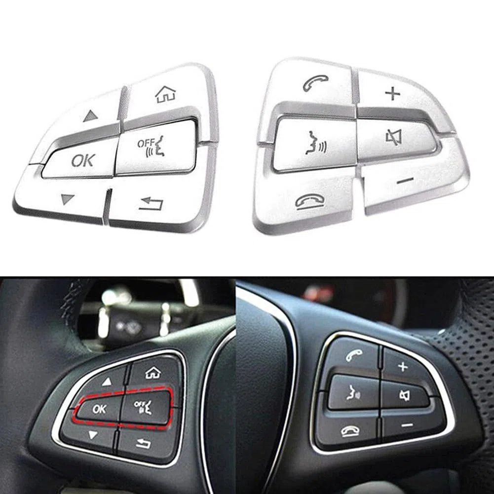 Pegatinas para botones de volante para Mercedes para BENZ W205 Clase C GLC GLE GLS, cubierta de botón cromada tipo A