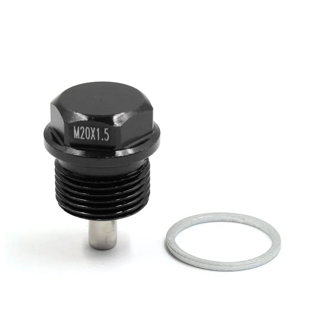 sourcing map Tornillo Magnético para Drenaje De Pileta De Aceite M20 X 1.5 | 1Pc, Negro, Con Arandela