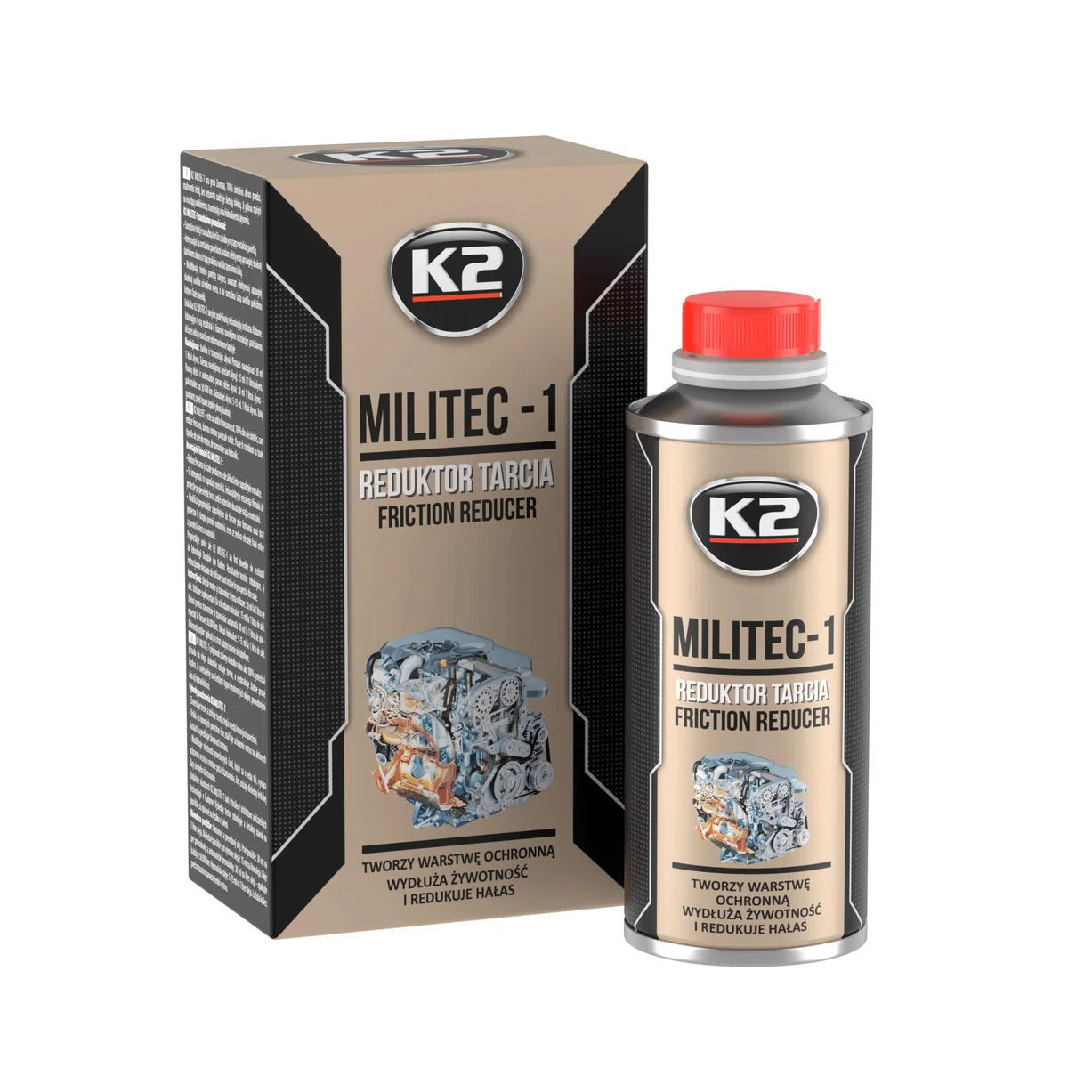 K2 Aditivo de Aceite de Motor Tratamiento Antifricción, Protector de Cerámica, Aceite Sintético, Reductor de Fricción - MILITEC 1 T380 250ml