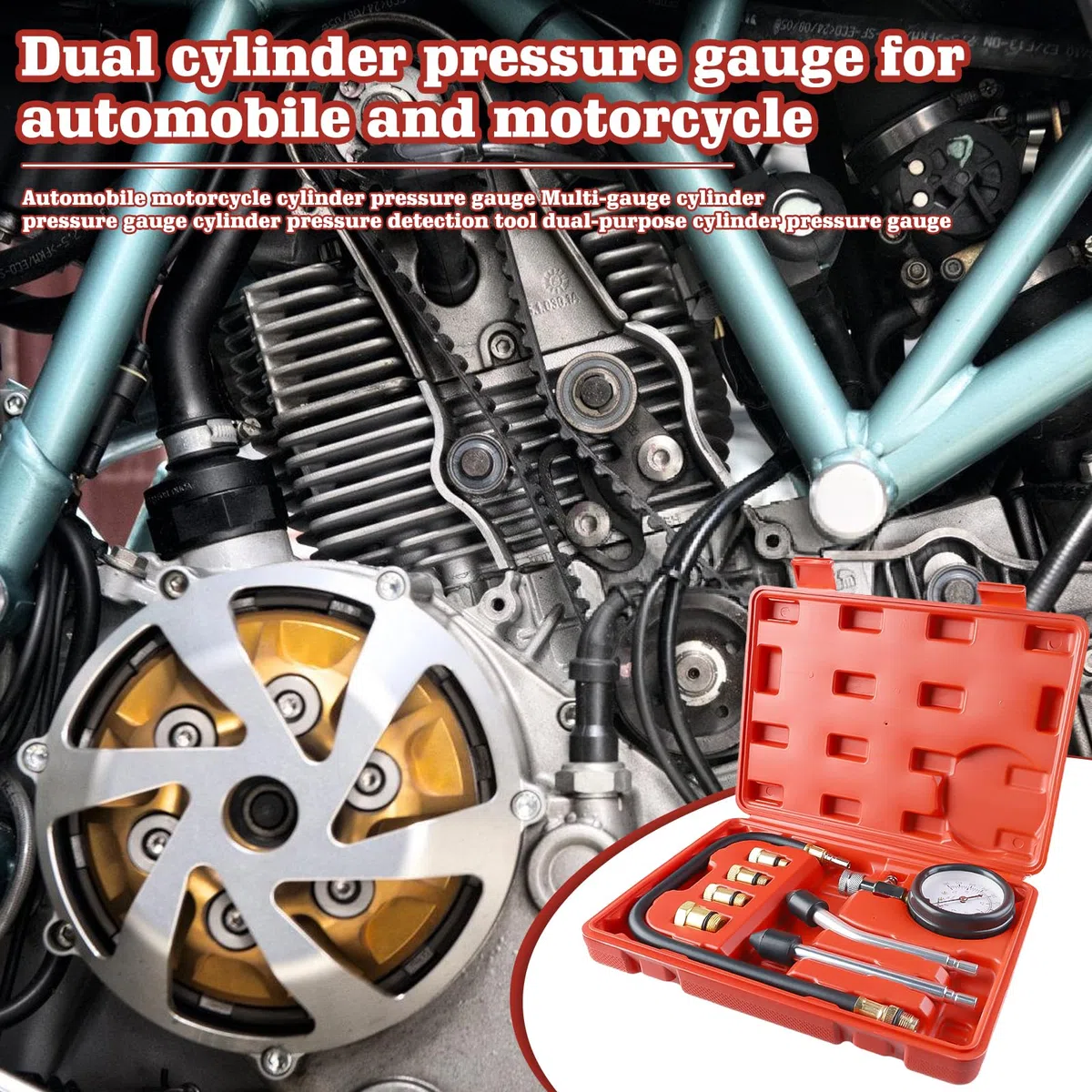 Kit de Tester de Compresión: PRITOK Comprobador de Compresión Estándar, Compresión de Cilindro Motor Kit para Probar Motocicleta Coche Auto Motor Fueraborda Motosierra Moto de Nieve M10 M12 M14 M18