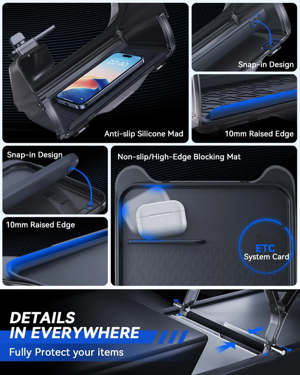 Organizador debajo de la pantalla para Tesla Model Y 2020-2026 Caja de almacenamiento de mesa pequeña detrás de la pantalla Tesla Model Y Juniper Accesorios