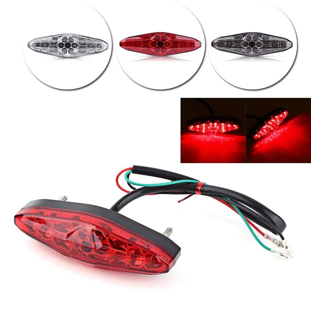 Luces traseras de freno Hlyjoon Luces de freno de la motocicleta Luz de marcha trasera Luz trasera Luz de freno de la motocicleta Luz de freno Luz LED para ATV Dirt Bike 12V 15 LED(rojo)