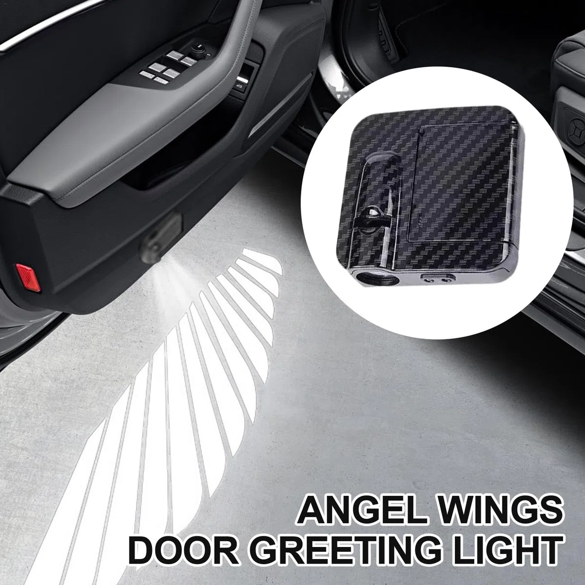 2 pares de luces de proyector de puerta de coche con alas de ángel, luces de charco de coche, luces inalámbricas de bienvenida para umbral de puerta de automóvil, luces de ambiente con proyector de