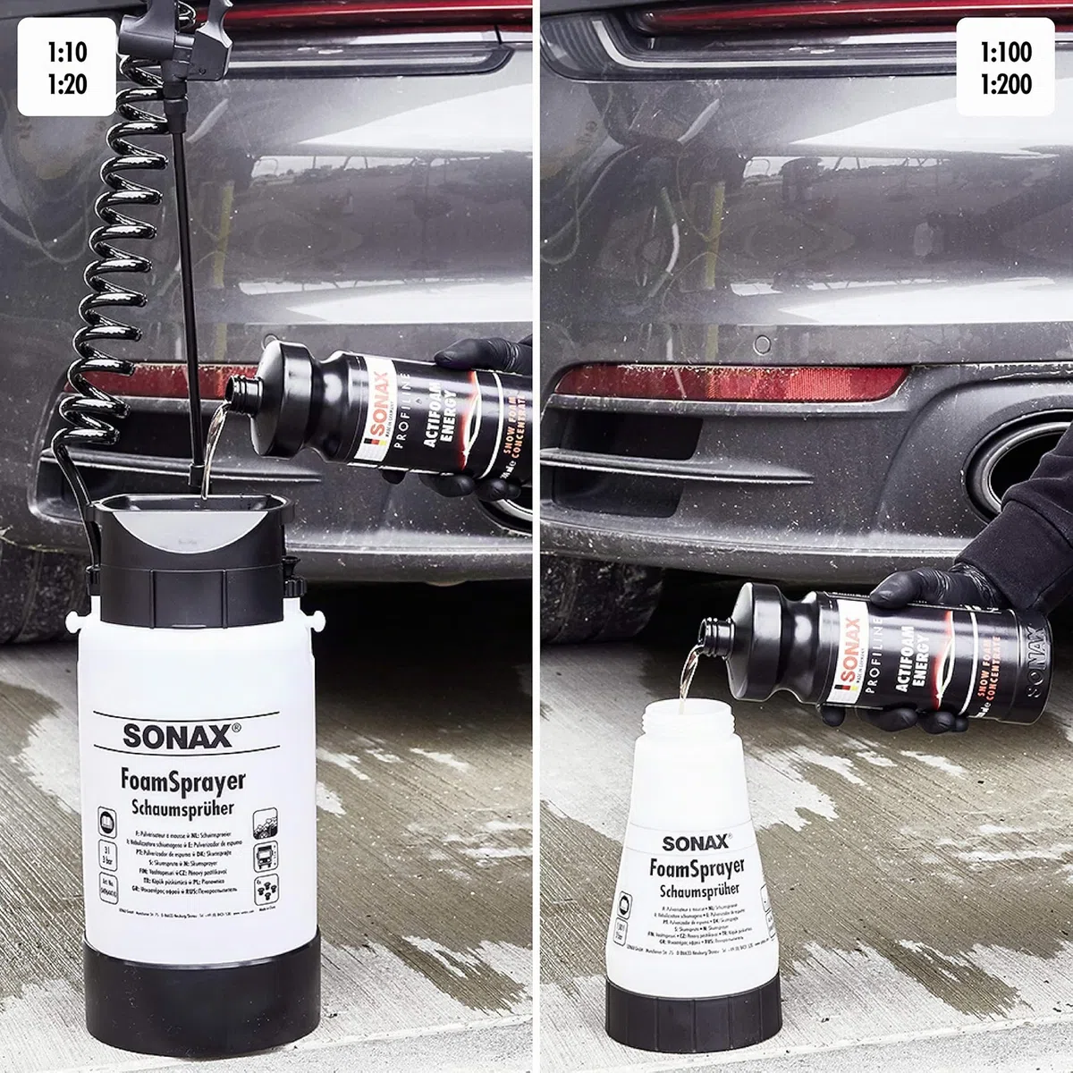 SONAX PROFILINE Actifoam Energy (1 L) disolvente de suciedad con espuma "SnowFoam" para el lavado de coche con pulverizador de espuma | N.° 06183000